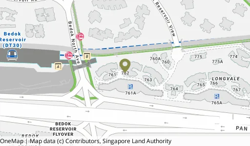 Location map of Blk 762 Bedok Reservoir View, a HDB resale block in Bedok, Singapore