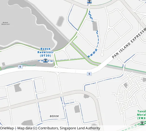 Map of the area around Blk 765 Bedok Reservoir View in Bedok, showing 400 m and 1 km rings and 4 primary schools within 1 km