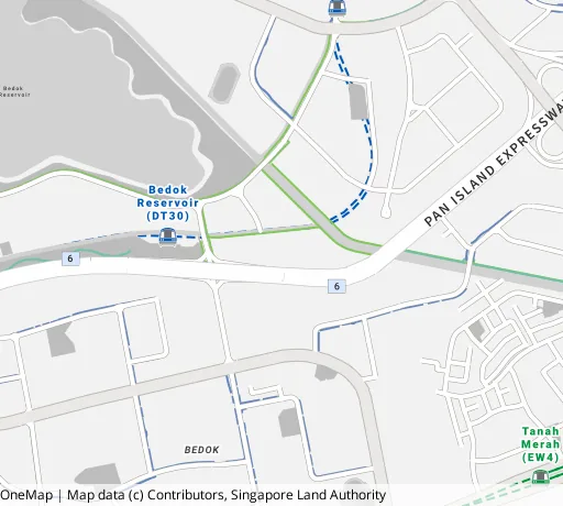 Map of the area around Blk 766 Bedok Reservoir View in Bedok, showing 400 m and 1 km rings and 4 primary schools within 1 km
