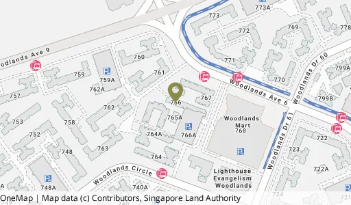 Location map of Blk 766 Woodlands Circle, a HDB resale block in Woodlands, Singapore