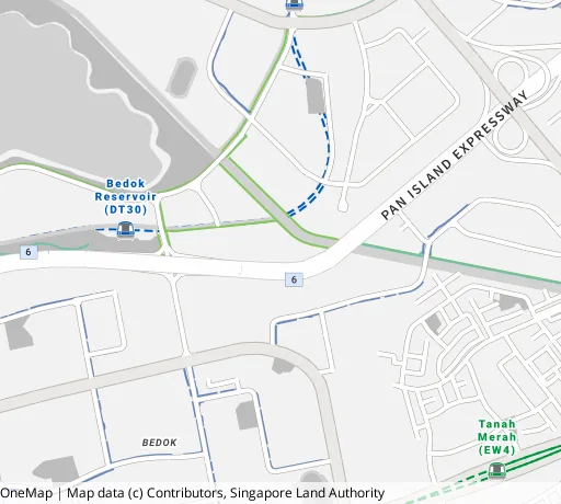 Map of the area around Blk 769 Bedok Reservoir View in Bedok, showing 400 m and 1 km rings and 4 primary schools within 1 km