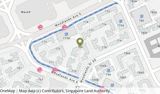 Location map of Blk 769 Woodlands Dr 60, a HDB resale block in Woodlands, Singapore