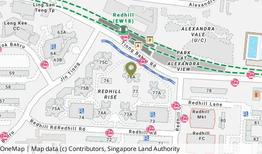 Location map of Blk 76A Redhill Rd, a HDB resale block in Bukit Merah, Singapore