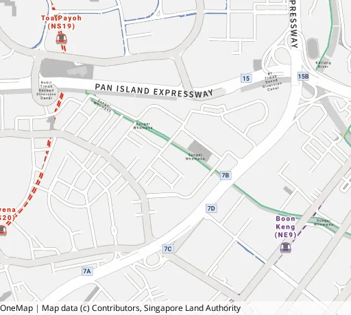 Map of the area around Blk 77 Lor Limau in Kallang/Whampoa, showing 400 m and 1 km rings and 1 primary school within 1 km
