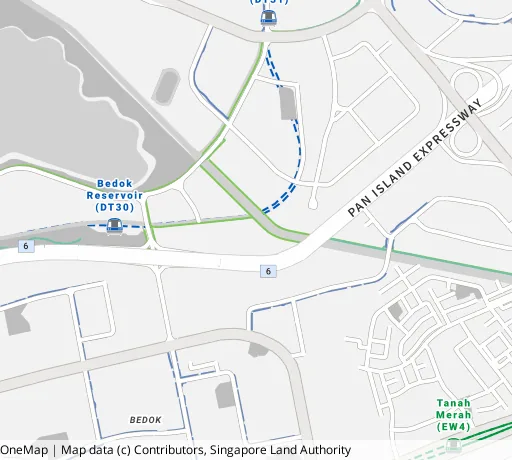 Map of the area around Blk 772 Bedok Reservoir View in Bedok, showing 400 m and 1 km rings and 3 primary schools within 1 km