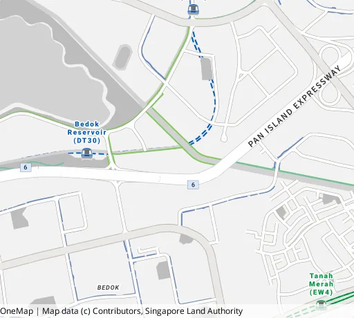 Map of the area around Blk 773 Bedok Reservoir View in Bedok, showing 400 m and 1 km rings and 4 primary schools within 1 km