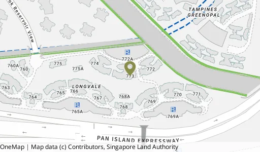 Location map of Blk 773 Bedok Reservoir View, a HDB resale block in Bedok, Singapore