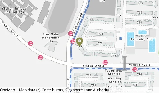Location map of Blk 774 Yishun Ave 3, a HDB resale block in Yishun, Singapore
