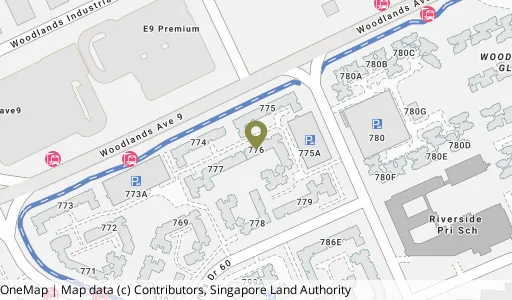 Location map of Blk 776 Woodlands Cres, a HDB resale block in Woodlands, Singapore
