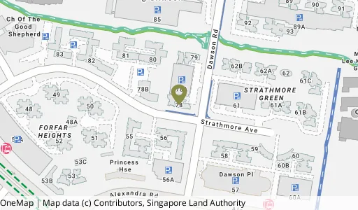 Location map of Blk 78 Dawson Rd, a HDB resale block in Queenstown, Singapore