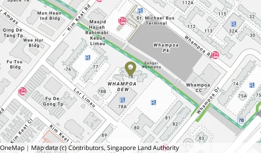 Location map of Blk 78 Lor Limau, a HDB resale block in Kallang/Whampoa, Singapore
