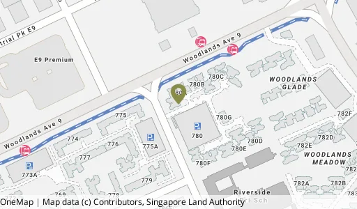 Location map of Blk 780A Woodlands Cres, a HDB resale block in Woodlands, Singapore