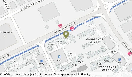 Location map of Blk 780C Woodlands Cres, a HDB resale block in Woodlands, Singapore