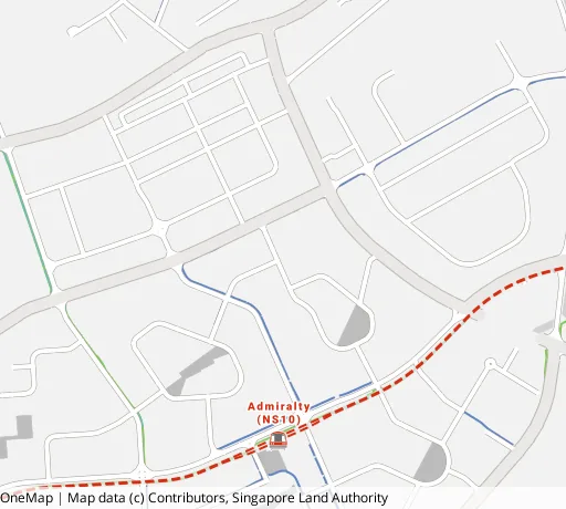 Map of the area around Blk 780F Woodlands Cres in Woodlands, showing 400 m and 1 km rings and 4 primary schools within 1 km