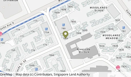 Location map of Blk 780F Woodlands Cres, a HDB resale block in Woodlands, Singapore
