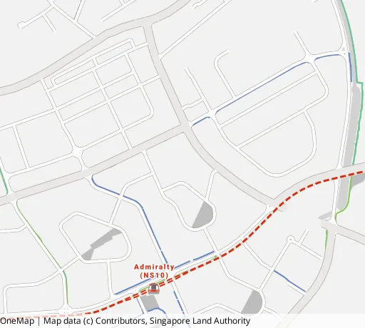 Map of the area around Blk 782E Woodlands Cres in Woodlands, showing 400 m and 1 km rings and 3 primary schools within 1 km
