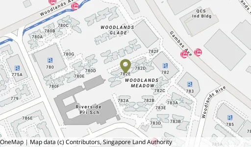 Location map of Blk 782E Woodlands Cres, a HDB resale block in Woodlands, Singapore