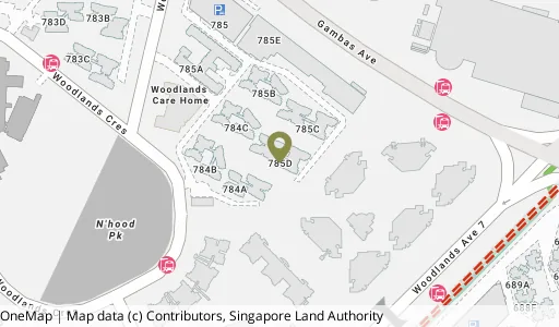 Location map of Blk 785D Woodlands Rise, a HDB resale block in Woodlands, Singapore