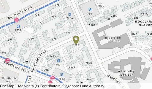 Location map of Blk 786E Woodlands Dr 60, a HDB resale block in Woodlands, Singapore