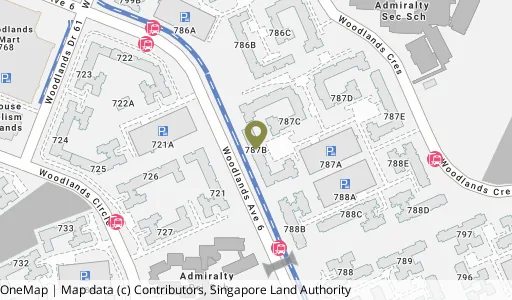 Location map of Blk 787B Woodlands Cres, a HDB resale block in Woodlands, Singapore