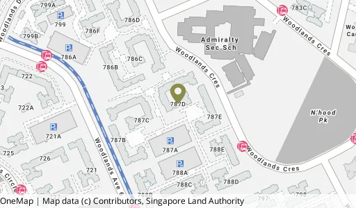 Location map of Blk 787D Woodlands Cres, a HDB resale block in Woodlands, Singapore