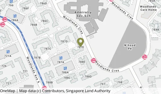 Location map of Blk 787E Woodlands Cres, a HDB resale block in Woodlands, Singapore