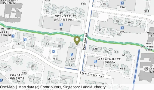 Location map of Blk 79 Dawson Rd, a HDB resale block in Queenstown, Singapore