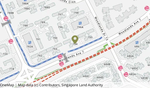 Location map of Blk 794 Woodlands Dr 72, a HDB resale block in Woodlands, Singapore