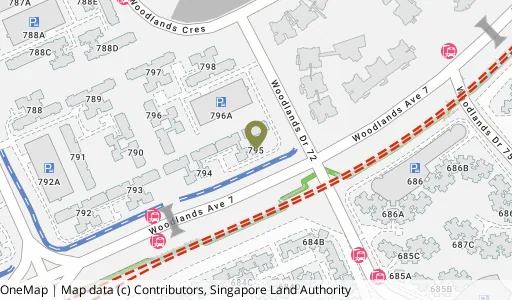 Location map of Blk 795 Woodlands Dr 72, a HDB resale block in Woodlands, Singapore