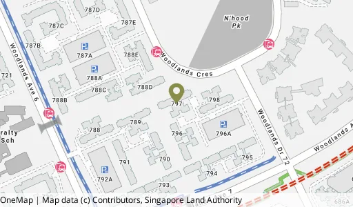 Location map of Blk 797 Woodlands Dr 72, a HDB resale block in Woodlands, Singapore