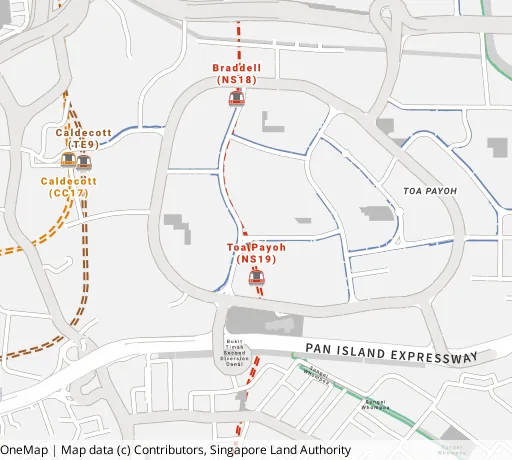 Map of the area around Blk 79A Toa Payoh Ctrl in Toa Payoh, showing 400 m and 1 km rings and 3 primary schools within 1 km