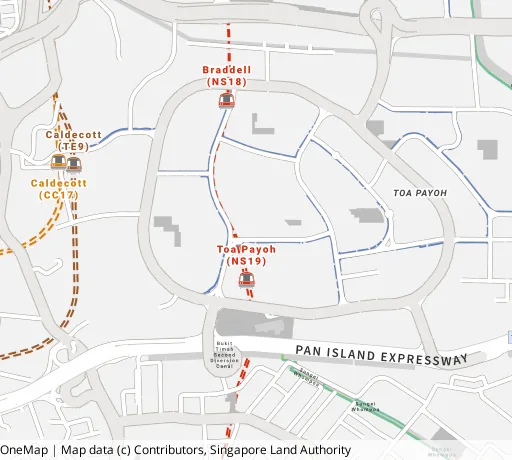 Map of the area around Blk 79B Toa Payoh Ctrl in Toa Payoh, showing 400 m and 1 km rings and 3 primary schools within 1 km