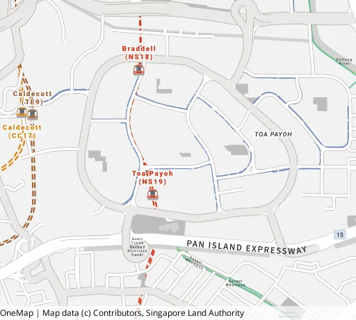 Map of the area around Blk 79D Toa Payoh Ctrl in Toa Payoh, showing 400 m and 1 km rings and 4 primary schools within 1 km