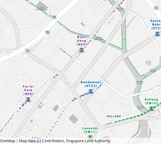 Map of the area around Blk 8 Boon Keng Rd in Kallang/Whampoa, showing 400 m and 1 km rings and 2 primary schools within 1 km
