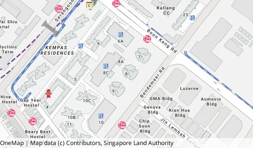 Location map of Blk 8 Boon Keng Rd, a HDB resale block in Kallang/Whampoa, Singapore