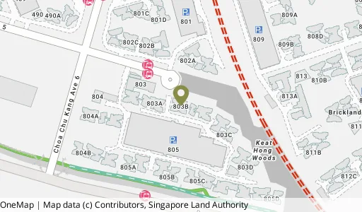 Location map of Blk 803B Keat Hong Cl, a HDB resale block in Choa Chu Kang, Singapore