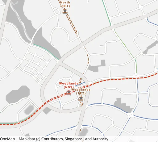 Map of the area around Blk 804 Woodlands St 81 in Woodlands, showing 400 m and 1 km rings and 5 primary schools within 1 km