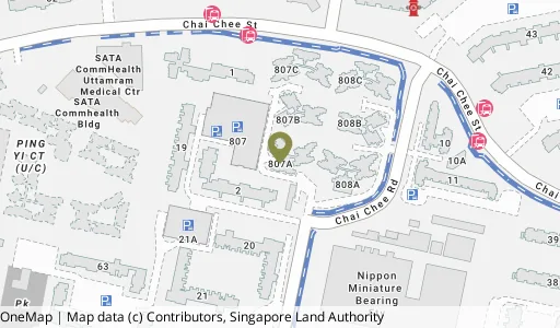 Location map of Blk 807A Chai Chee Rd, a HDB resale block in Bedok, Singapore