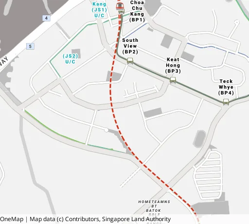 Map of the area around Blk 807A Choa Chu Kang Ave 1 in Choa Chu Kang, showing 400 m and 1 km rings and 2 primary schools within 1 km
