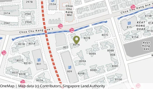 Location map of Blk 807A Choa Chu Kang Ave 1, a HDB resale block in Choa Chu Kang, Singapore