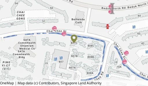 Location map of Blk 807C Chai Chee Rd, a HDB resale block in Bedok, Singapore