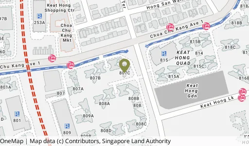 Location map of Blk 807C Choa Chu Kang Ave 1, a HDB resale block in Choa Chu Kang, Singapore
