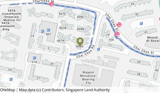 Location map of Blk 808A Chai Chee Rd, a HDB resale block in Bedok, Singapore