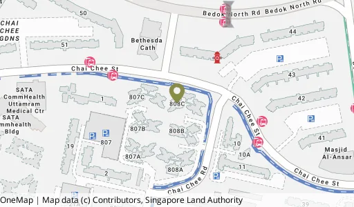 Location map of Blk 808C Chai Chee Rd, a HDB resale block in Bedok, Singapore