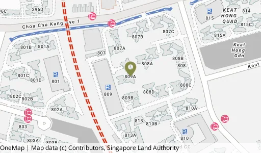 Location map of Blk 809A Choa Chu Kang Ave 1, a HDB resale block in Choa Chu Kang, Singapore