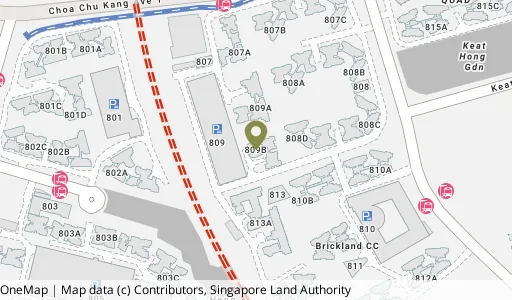 Location map of Blk 809B Choa Chu Kang Ave 1, a HDB resale block in Choa Chu Kang, Singapore