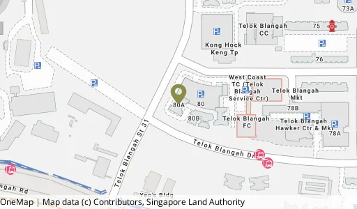 Location map of Blk 80A Telok Blangah St 31, a HDB resale block in Bukit Merah, Singapore