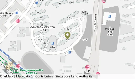 Location map of Blk 81 C'wealth Cl, a HDB resale block in Queenstown, Singapore