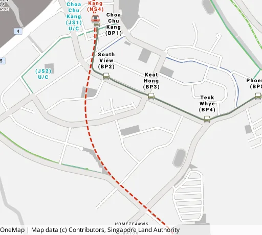 Map of the area around Blk 815B Choa Chu Kang Ave 7 in Choa Chu Kang, showing 400 m and 1 km rings and 2 primary schools within 1 km