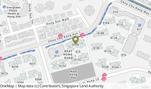 Location map of Blk 815B Choa Chu Kang Ave 7, a HDB resale block in Choa Chu Kang, Singapore